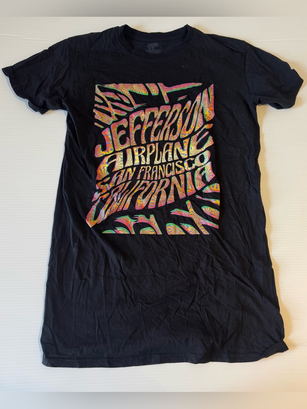Y2K Jefferson Airplane Graphic Tee Dress San Francisco Psychedelic Rock Mini S